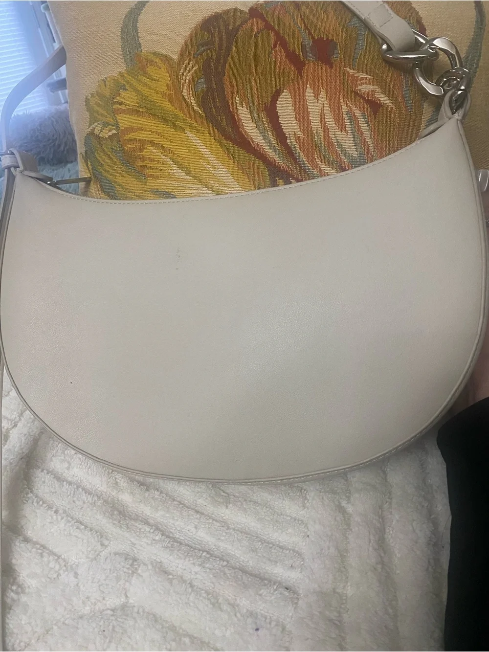 BCBG Max Azria Cream Crescent Hobo Shoulder Bag